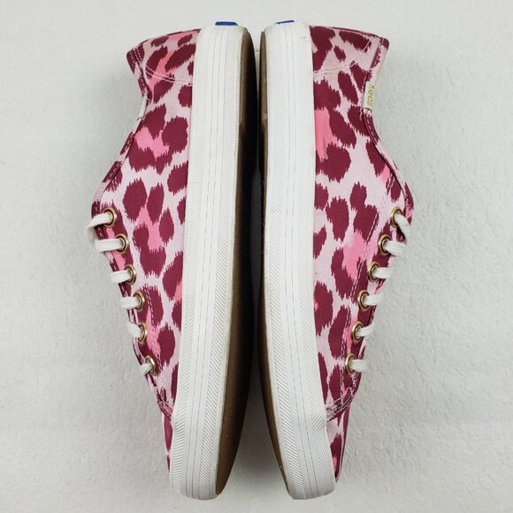 Keds x Kate Spade Kickstart Sneaker Womens 7.5 Pink Satin Leopard Print Shoe - Picture 7 of 15